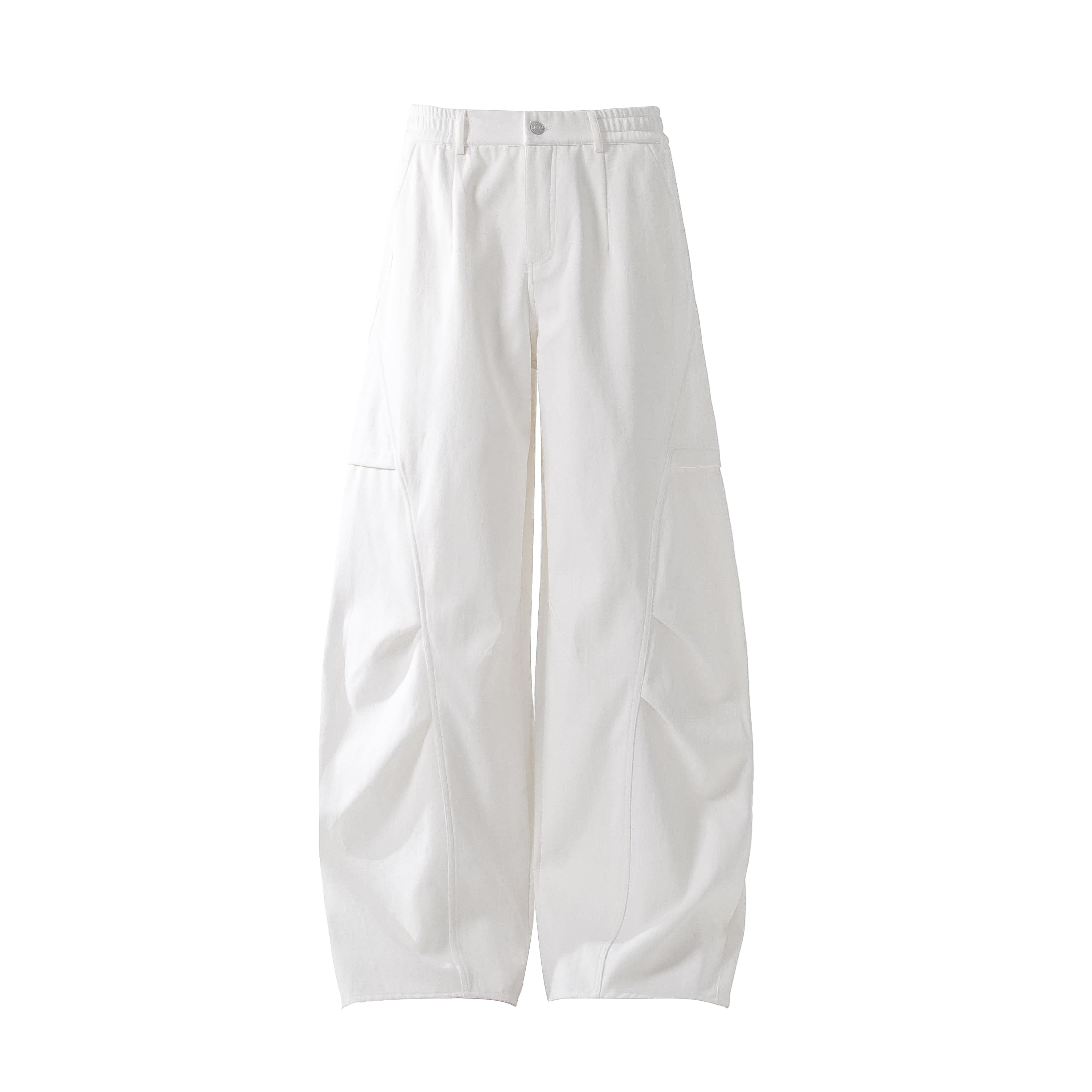 Minimal Panel Wide-Leg Cotton Pants | Structured Street Fit