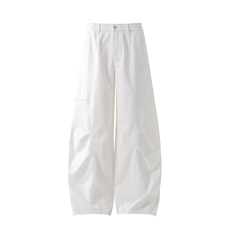 Minimal Panel Wide-Leg Cotton Pants | Structured Street Fit