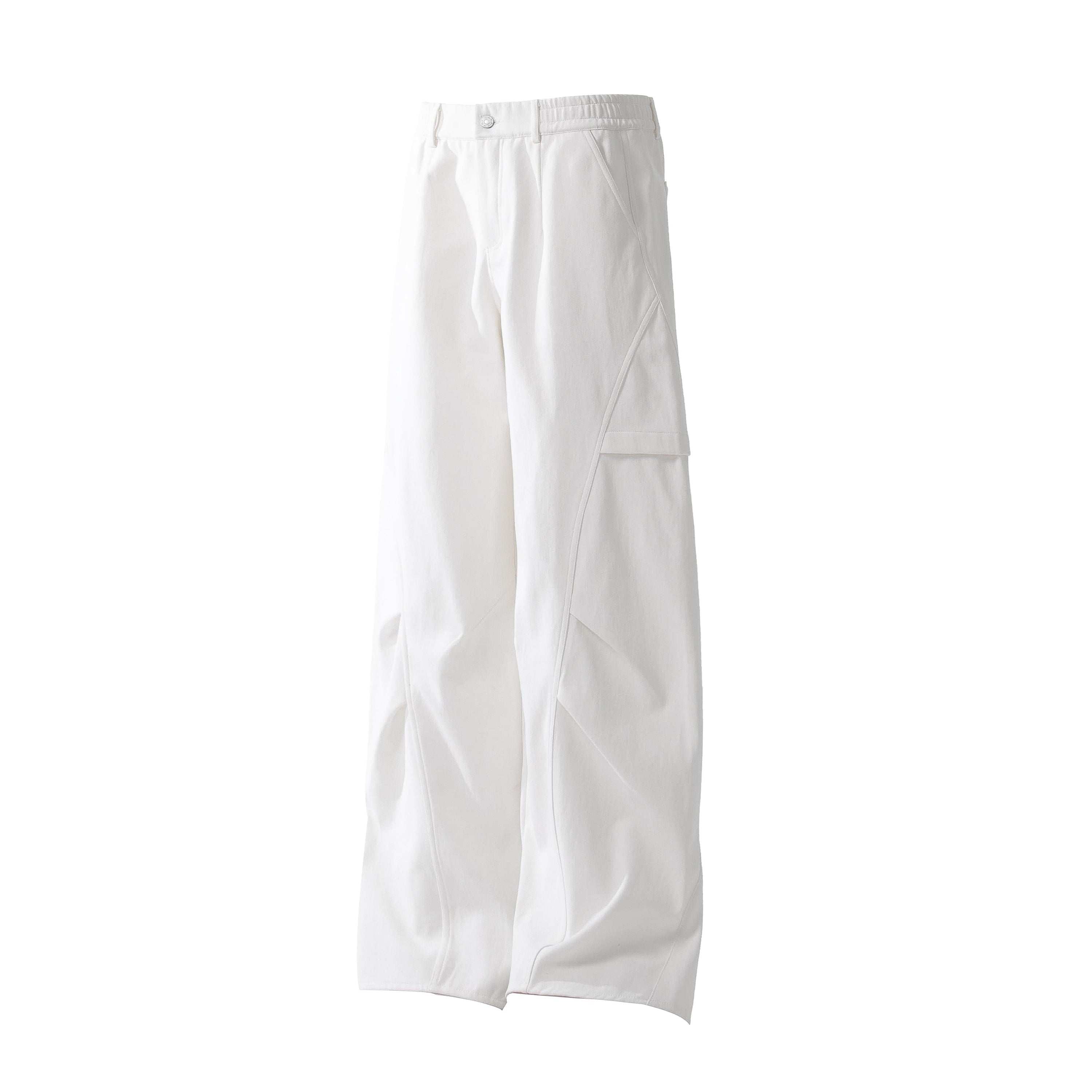 Minimal Panel Wide-Leg Cotton Pants | Structured Street Fit