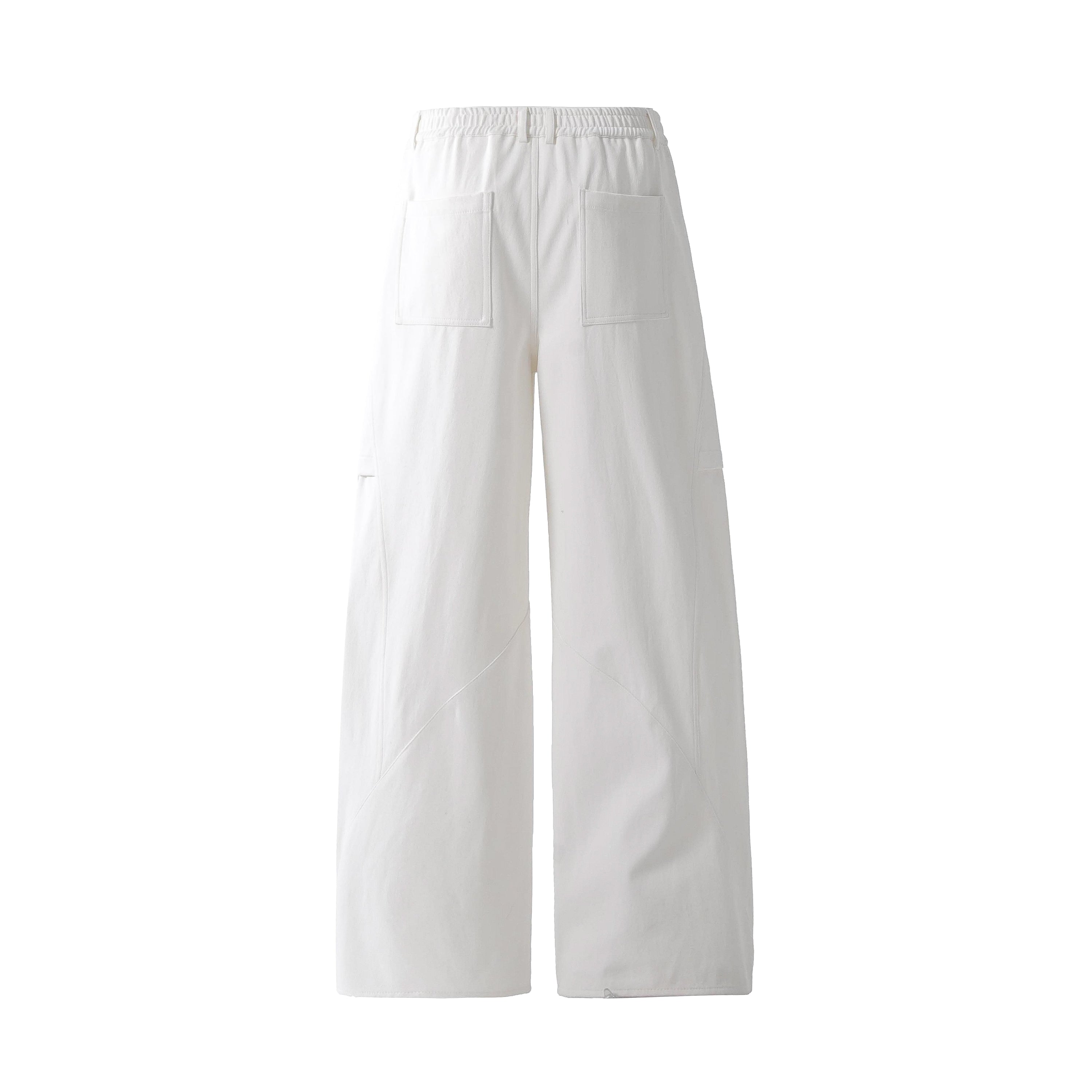 Minimal Panel Wide-Leg Cotton Pants | Structured Street Fit