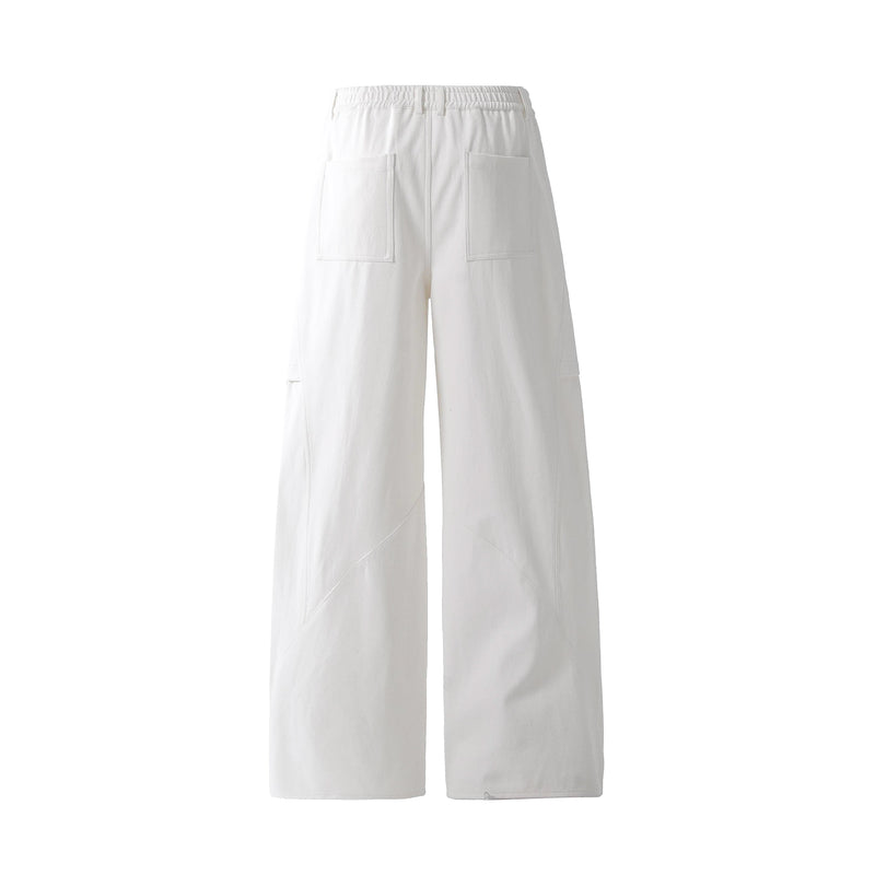 Minimal Panel Wide-Leg Cotton Pants | Structured Street Fit