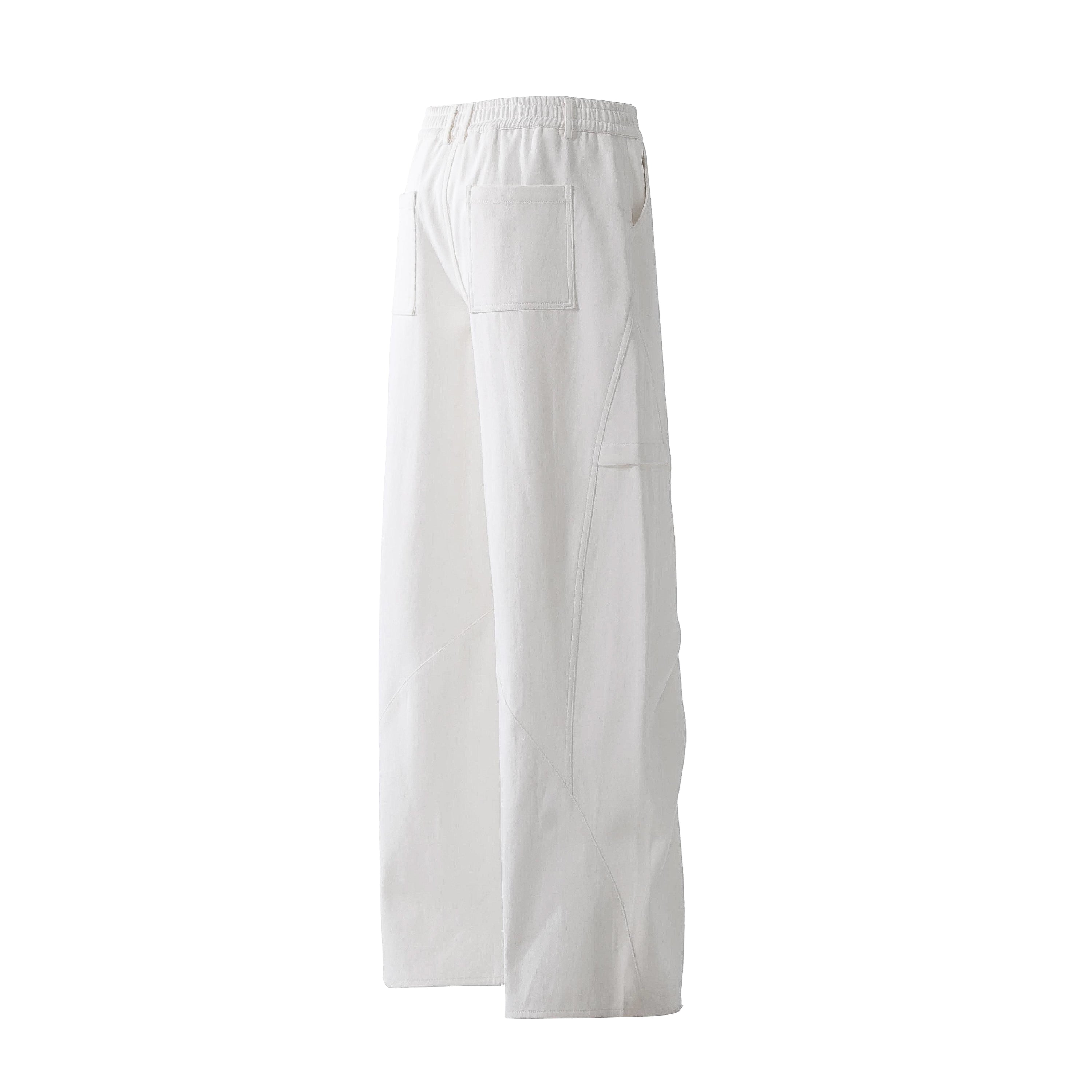 Minimal Panel Wide-Leg Cotton Pants | Structured Street Fit