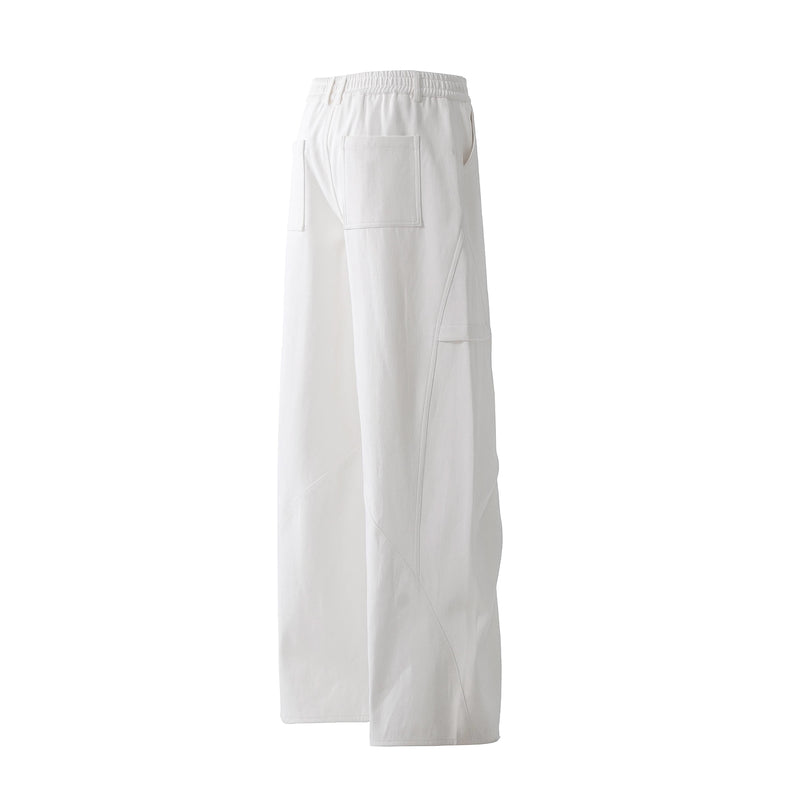 Minimal Panel Wide-Leg Cotton Pants | Structured Street Fit