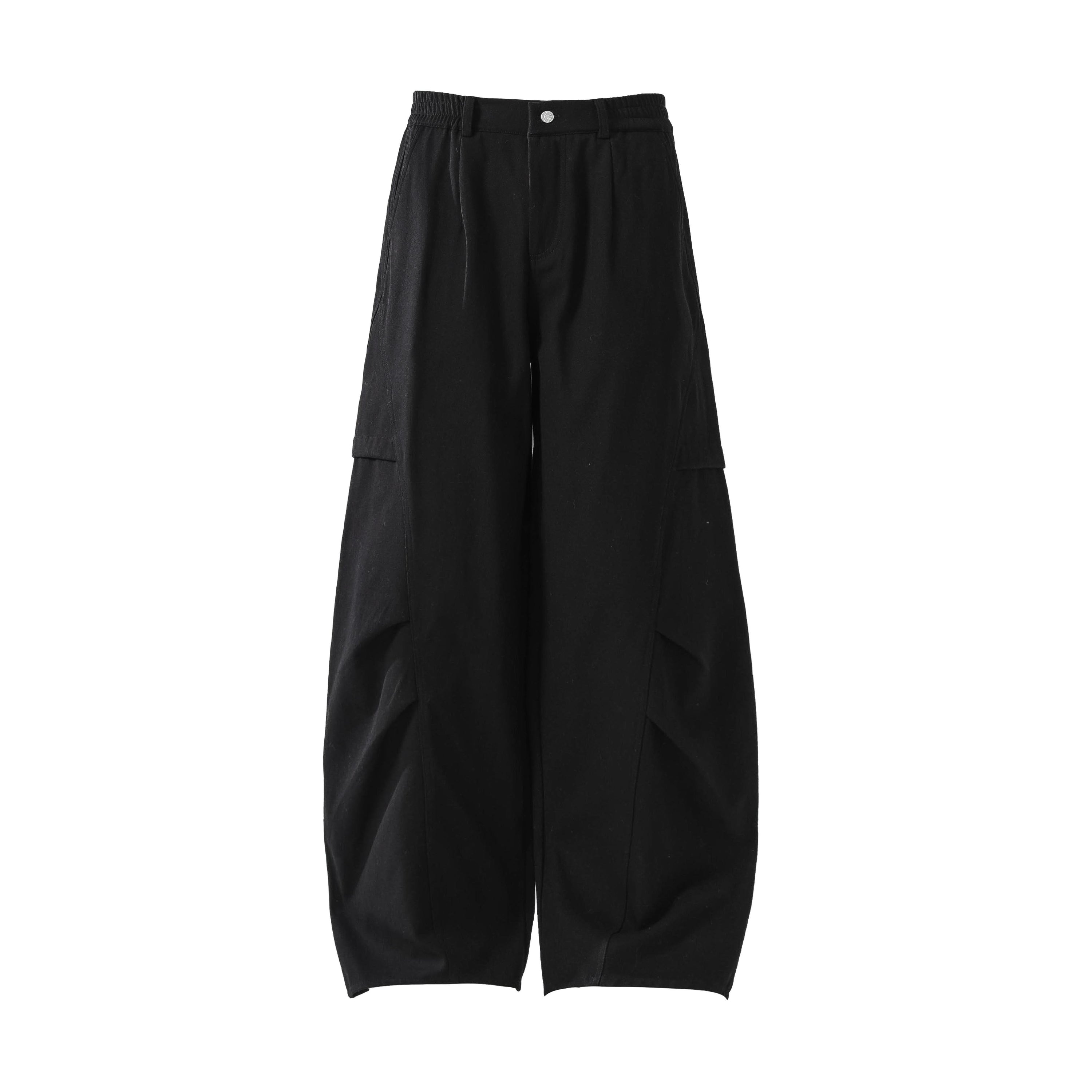 Minimal Panel Wide-Leg Cotton Pants | Structured Street Fit