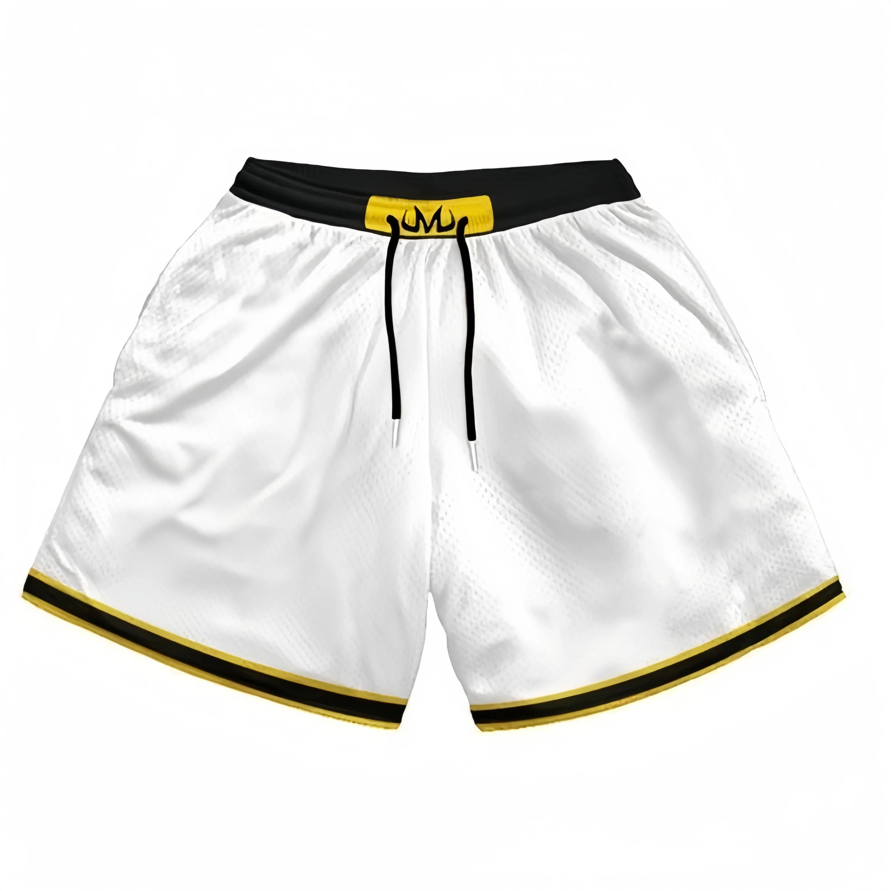 Dragon Ball-Inspired Shorts – Vegeta Royal Armor Design White and Gold Athletic Shorts