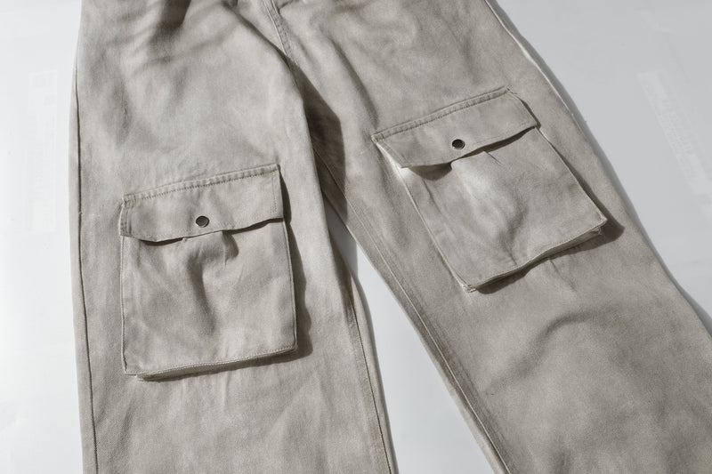 Omirad Washed Cargo Denim Pants | Relaxed Straight-Leg Fit