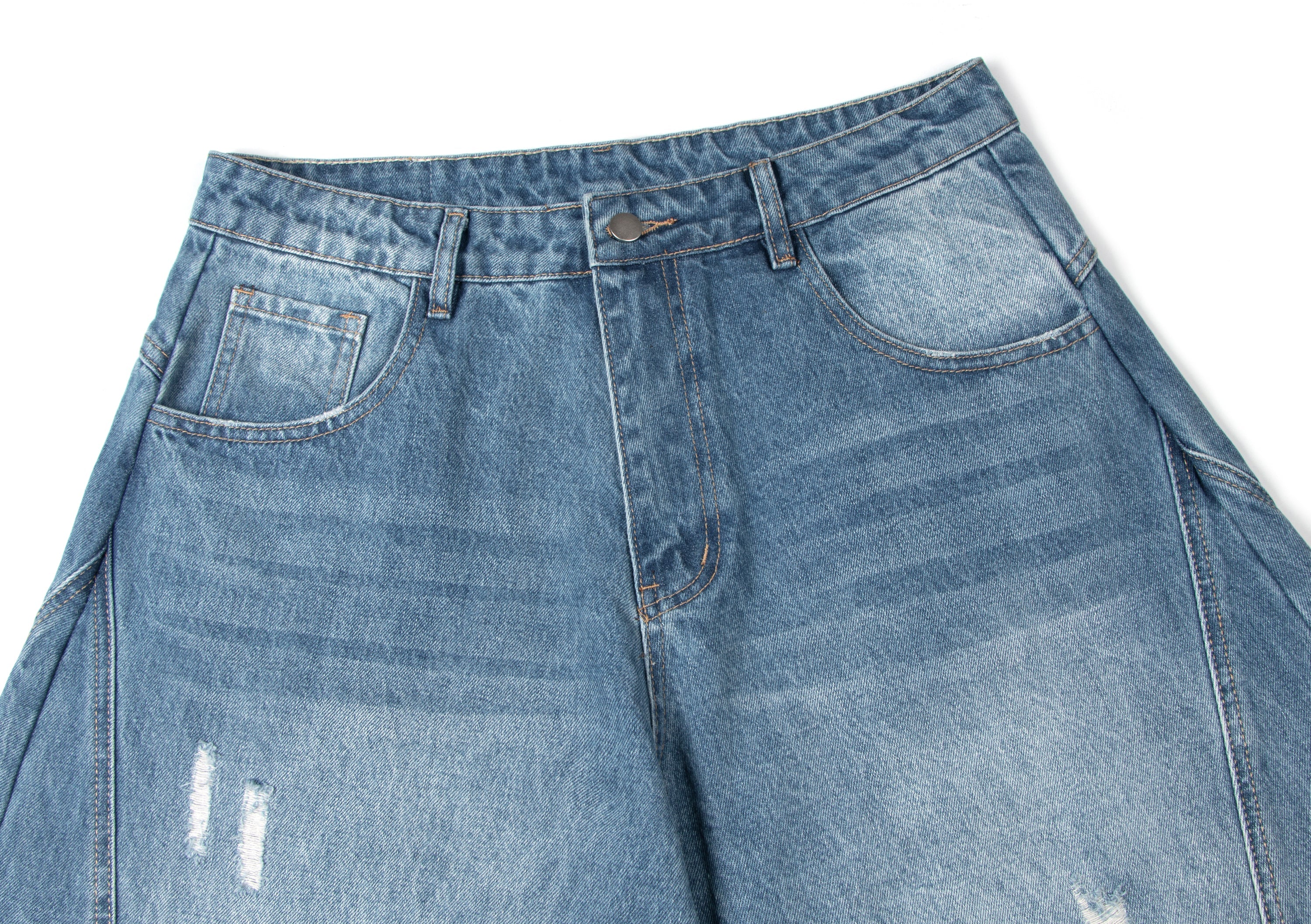 Omirad Distressed Panel Wide-Leg Denim Jeans | Streetwear
