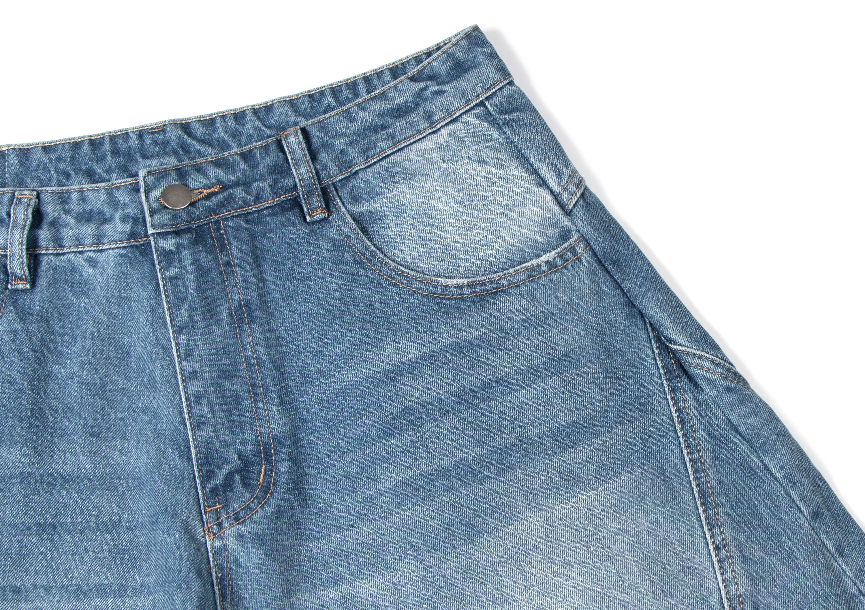 Omirad Distressed Panel Wide-Leg Denim Jeans | Streetwear