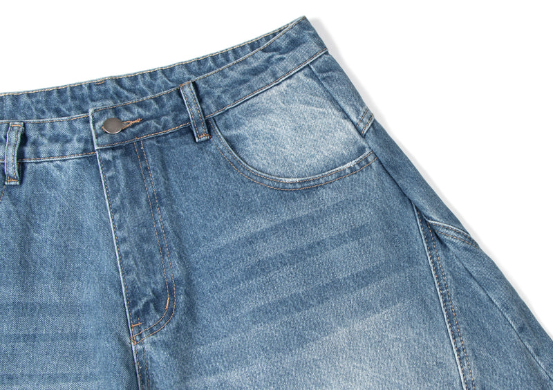 Omirad Distressed Panel Wide-Leg Denim Jeans | Streetwear