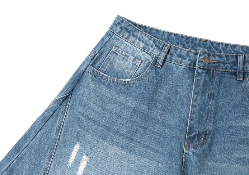 Omirad Distressed Panel Wide-Leg Denim Jeans | Streetwear