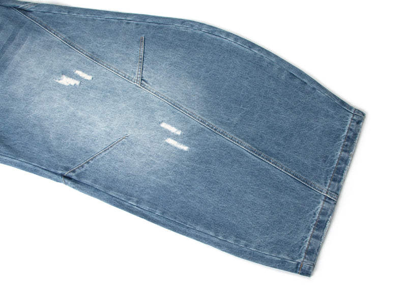 Omirad Distressed Panel Wide-Leg Denim Jeans | Streetwear