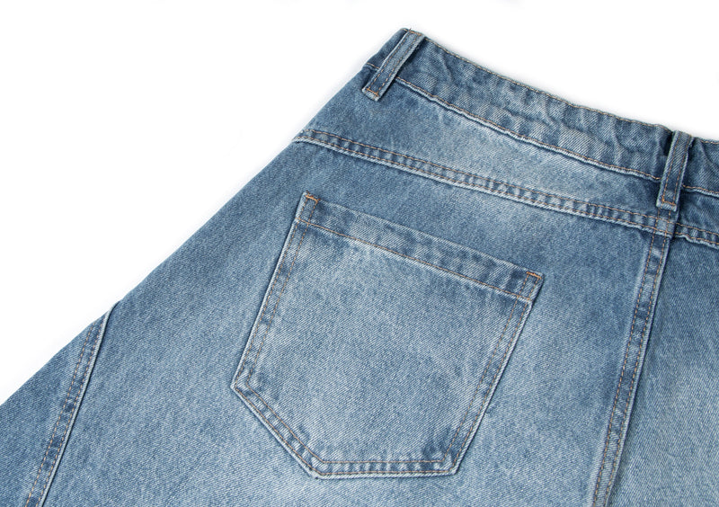 Omirad Distressed Panel Wide-Leg Denim Jeans | Streetwear