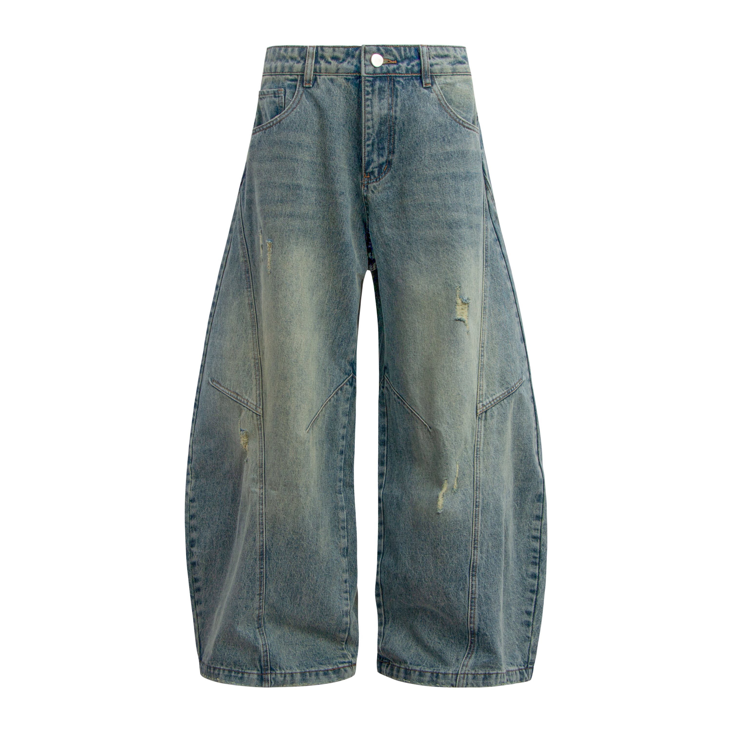 Omirad Distressed Panel Wide-Leg Denim Jeans | Streetwear