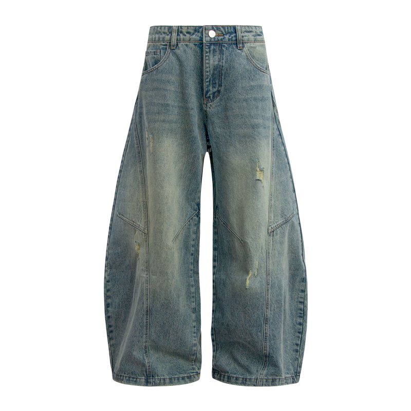 Omirad Distressed Panel Wide-Leg Denim Jeans | Streetwear