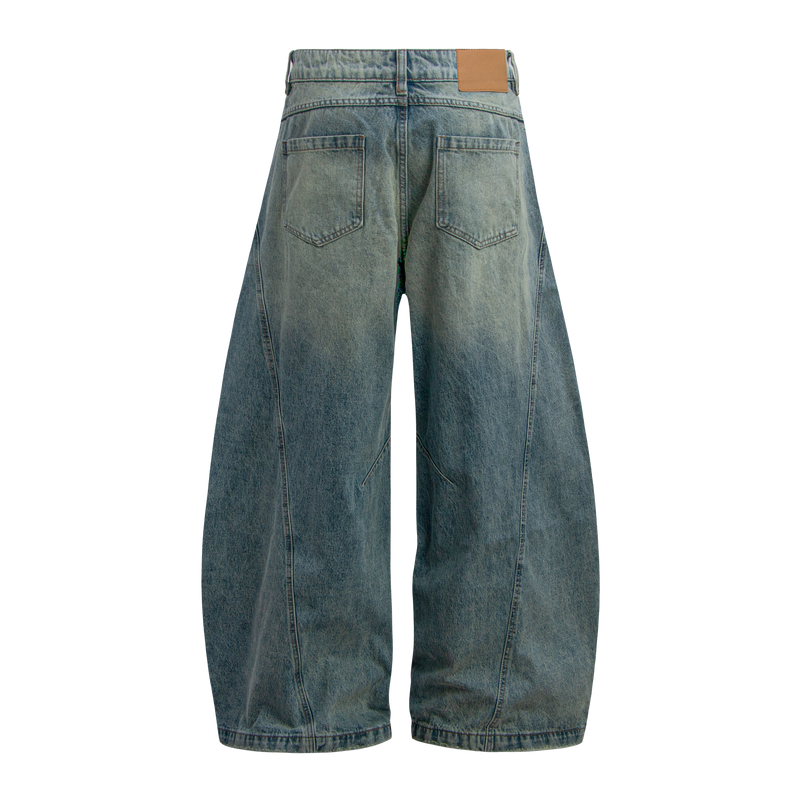 Omirad Distressed Panel Wide-Leg Denim Jeans | Streetwear