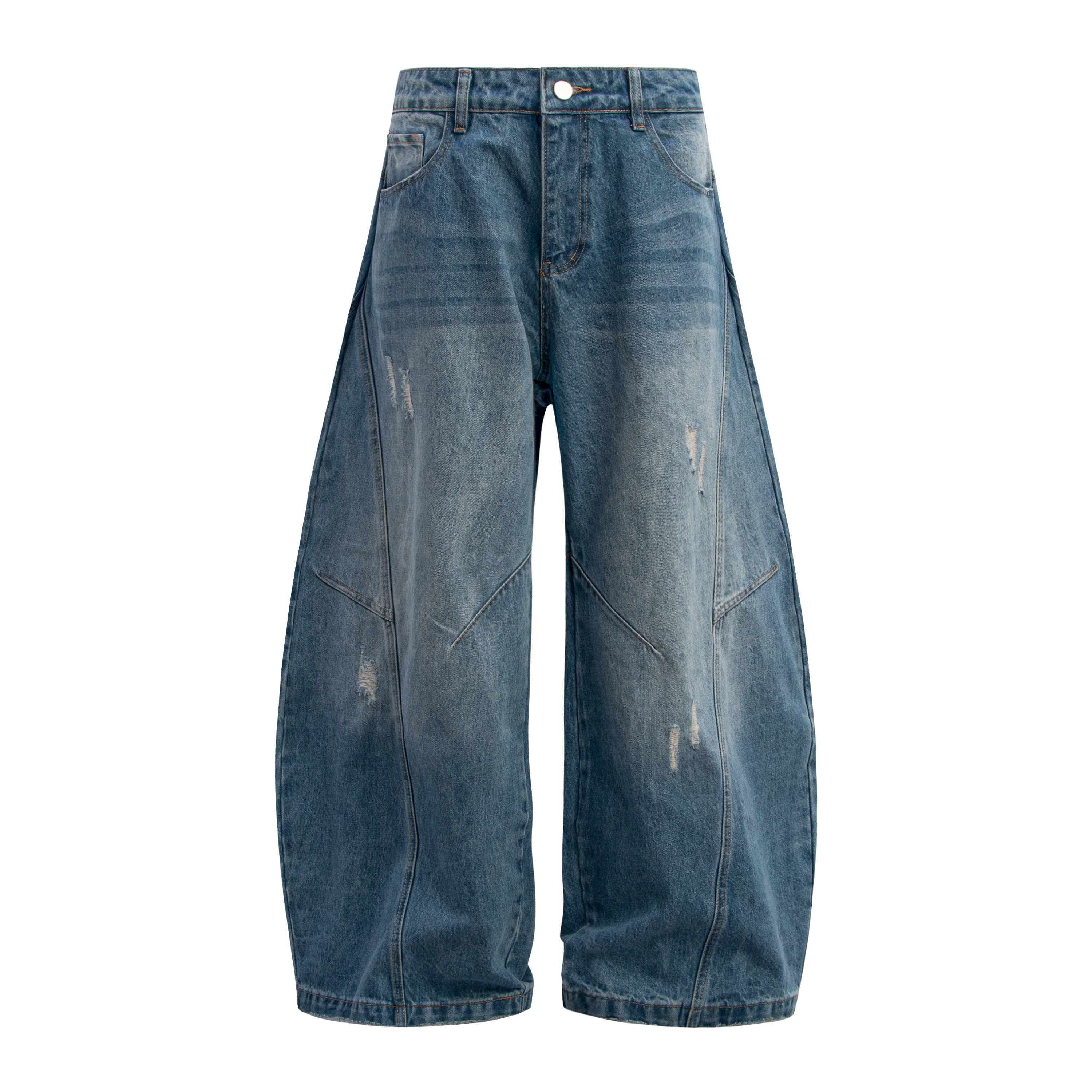 Omirad Distressed Panel Wide-Leg Denim Jeans | Streetwear