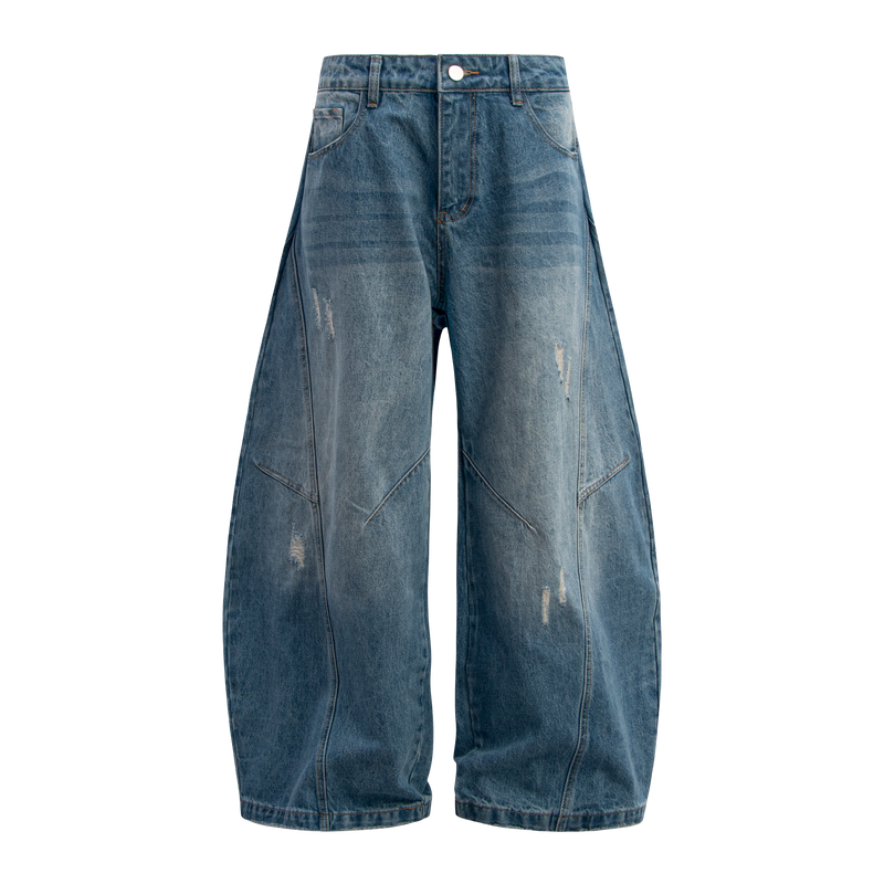 Omirad Distressed Panel Wide-Leg Denim Jeans | Streetwear