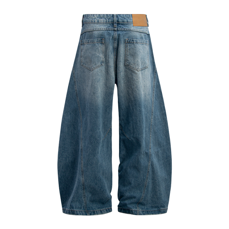 Omirad Distressed Panel Wide-Leg Denim Jeans | Streetwear