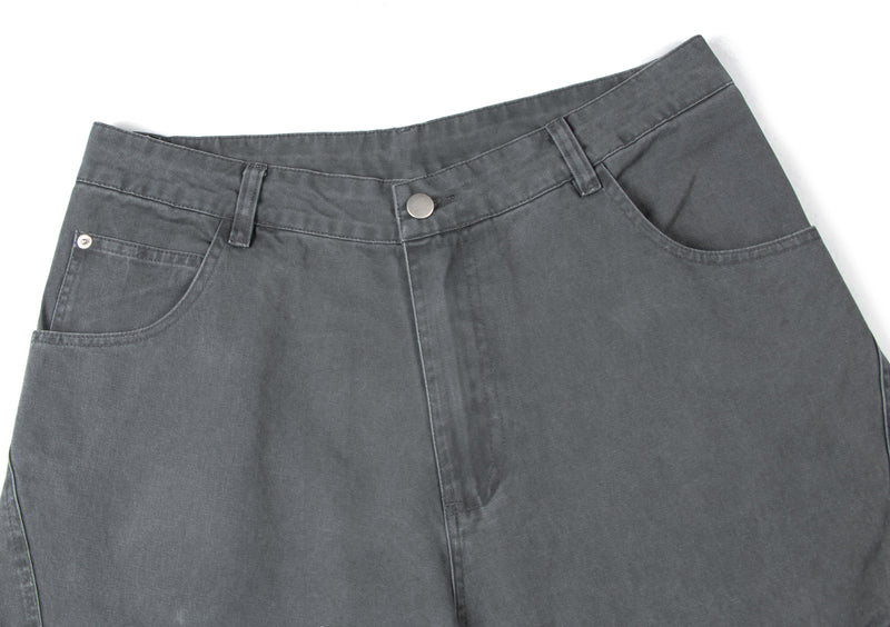 Omirad Curved Cargo Wide-Leg Denim Pants | 100% Cotton