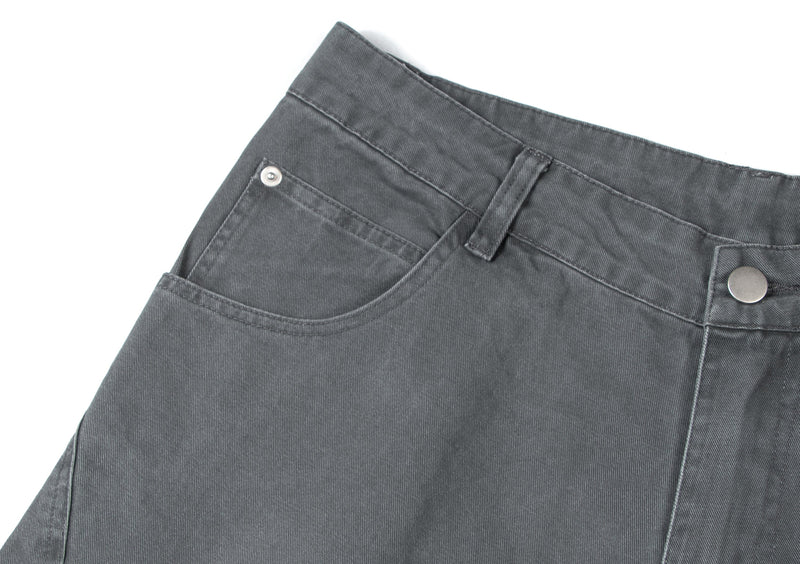Omirad Curved Cargo Wide-Leg Denim Pants | 100% Cotton