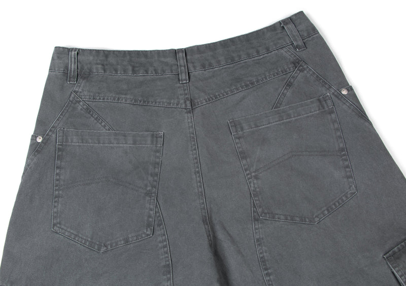 Omirad Curved Cargo Wide-Leg Denim Pants | 100% Cotton