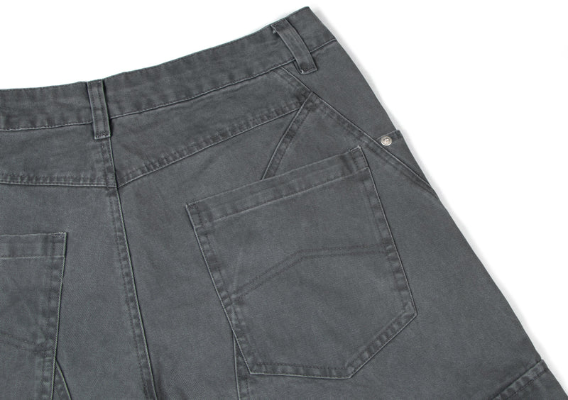 Omirad Curved Cargo Wide-Leg Denim Pants | 100% Cotton
