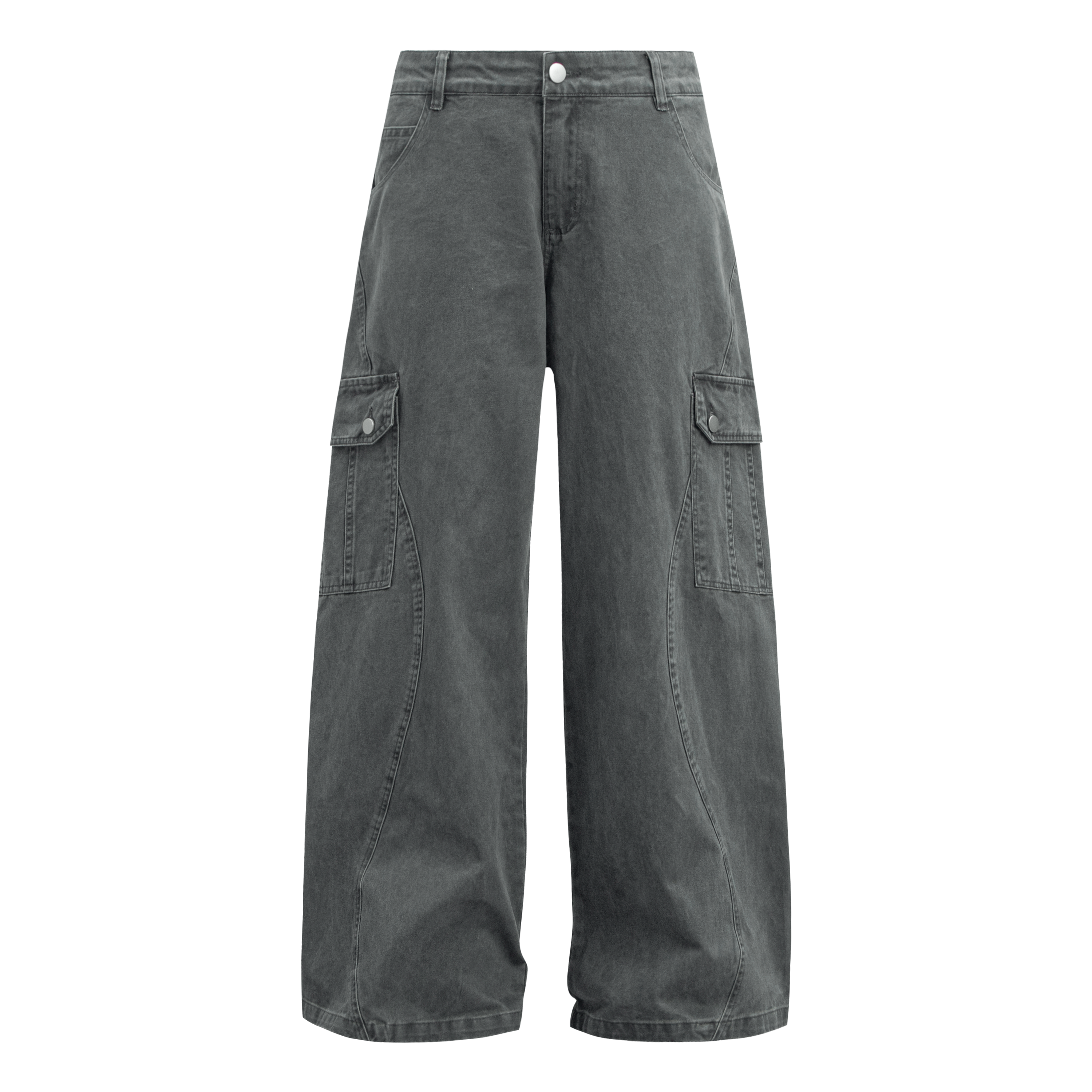 Omirad Curved Cargo Wide-Leg Denim Pants | 100% Cotton