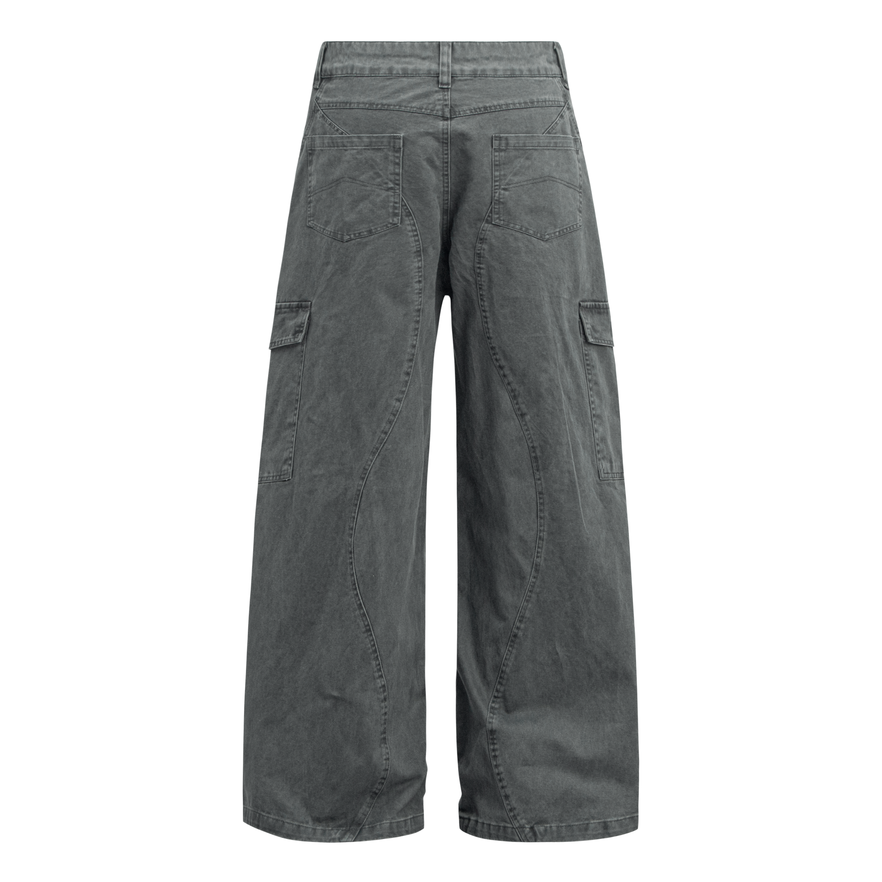 Omirad Curved Cargo Wide-Leg Denim Pants | 100% Cotton