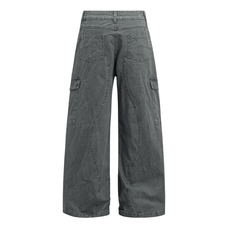 Omirad Curved Cargo Wide-Leg Denim Pants | 100% Cotton