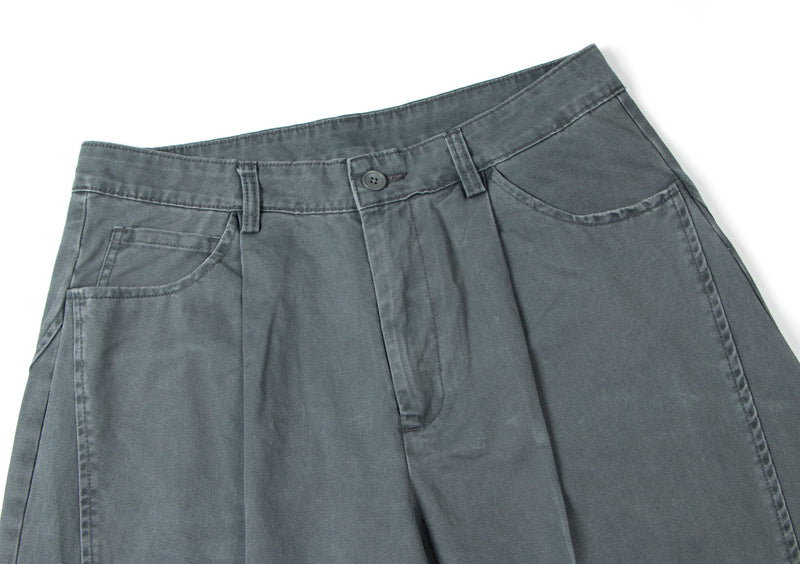 Omirad Wide-Leg Washed Cotton Pants | Pleated Streetwear Trousers