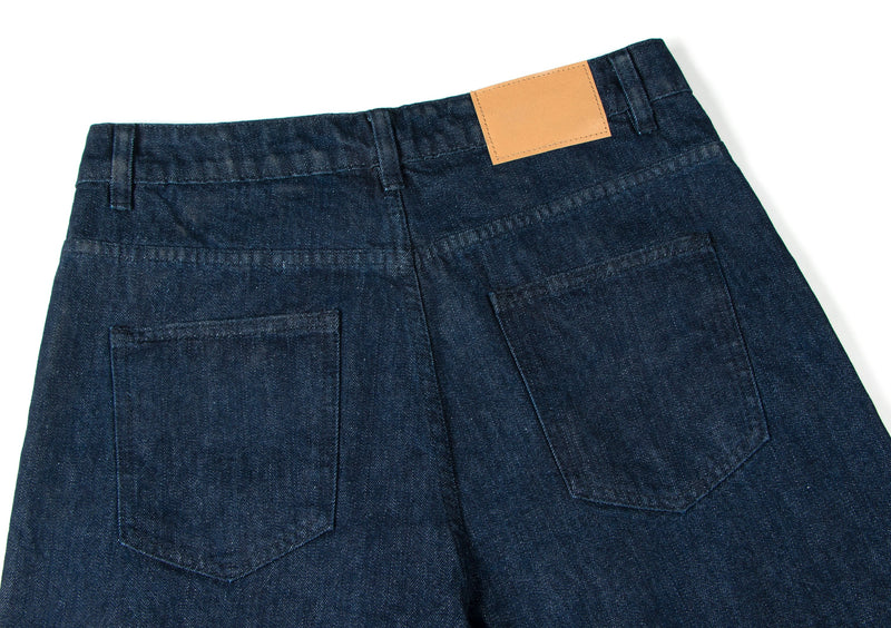 Omirad Raw Dark Wide-Leg Denim Pants | Deep Indigo