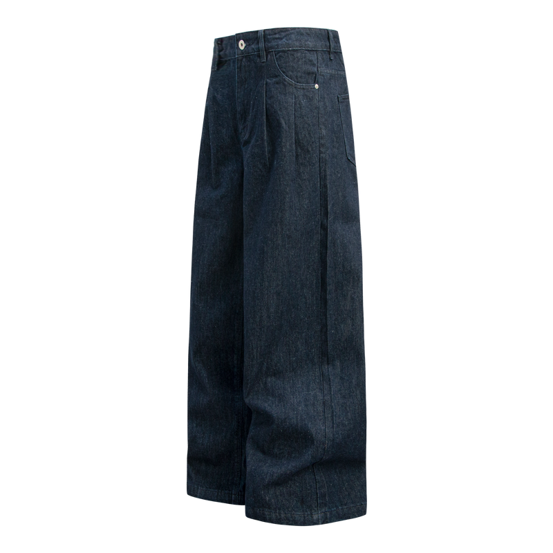 Omirad Raw Dark Wide-Leg Denim Pants | Deep Indigo
