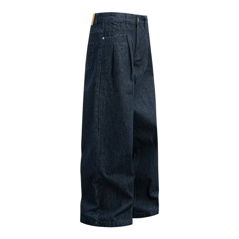Omirad Raw Dark Wide-Leg Denim Pants | Deep Indigo