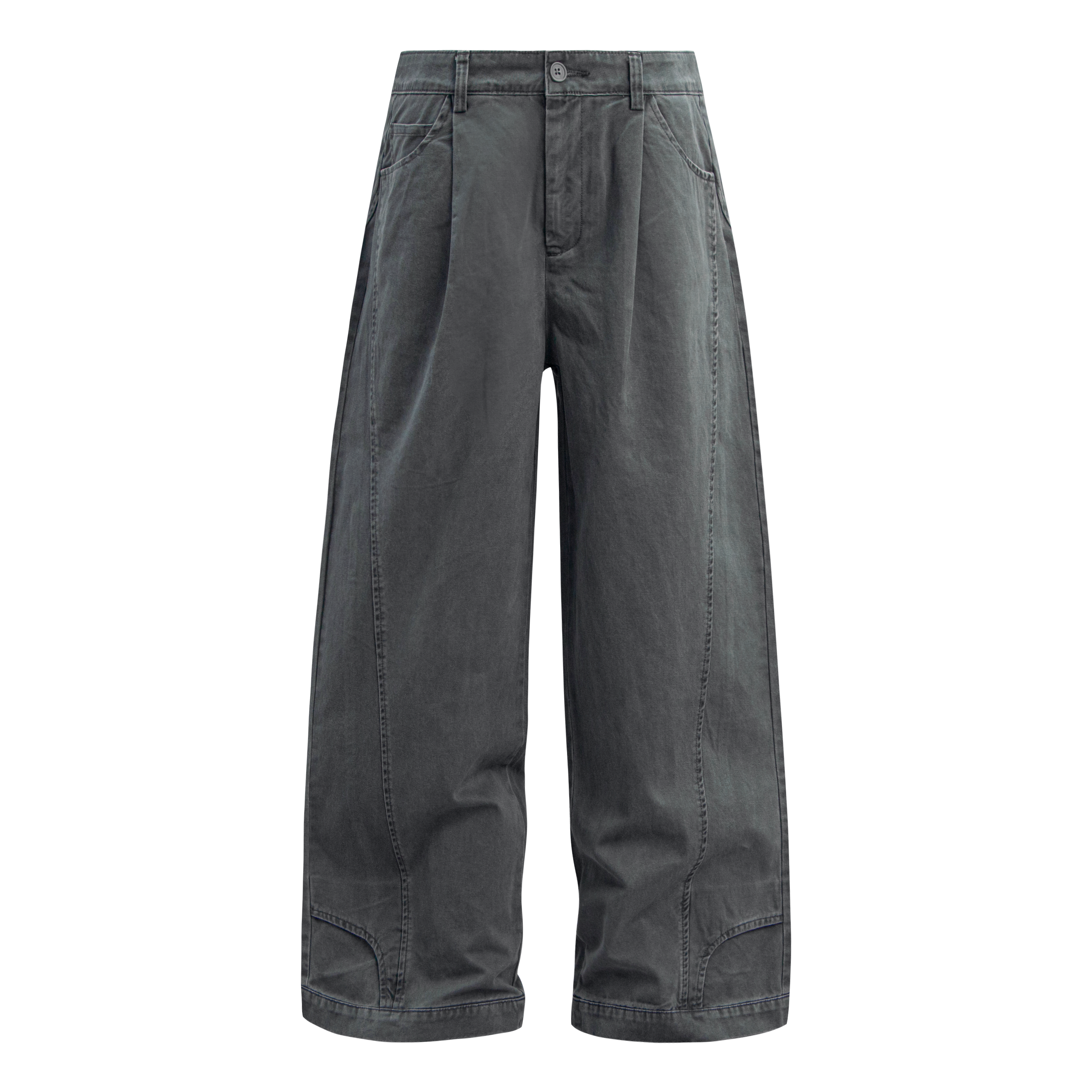 Omirad Wide-Leg Washed Cotton Pants | Pleated Streetwear Trousers