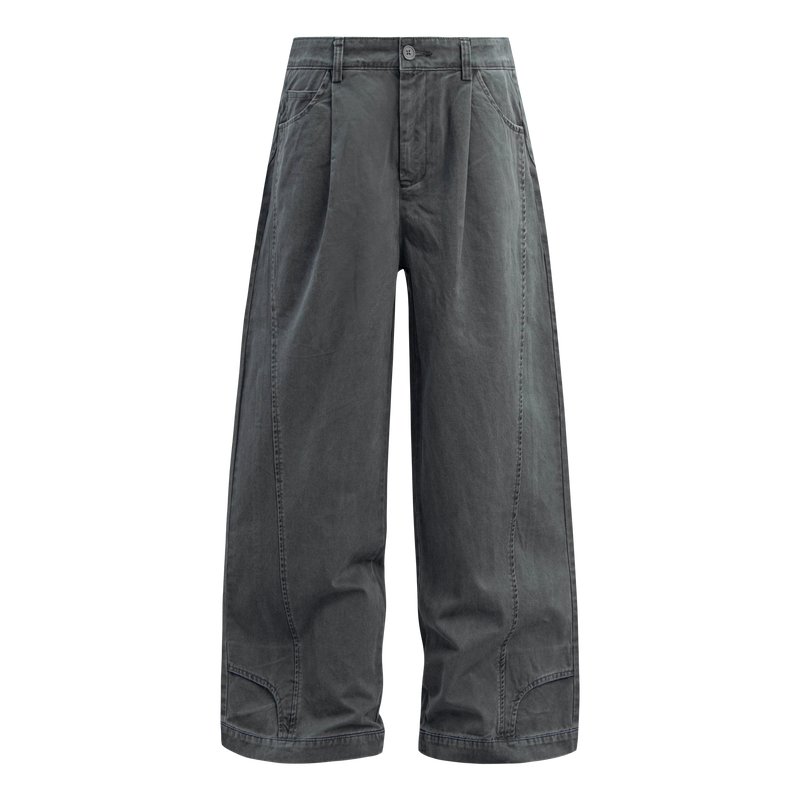 Omirad Wide-Leg Washed Cotton Pants | Pleated Streetwear Trousers