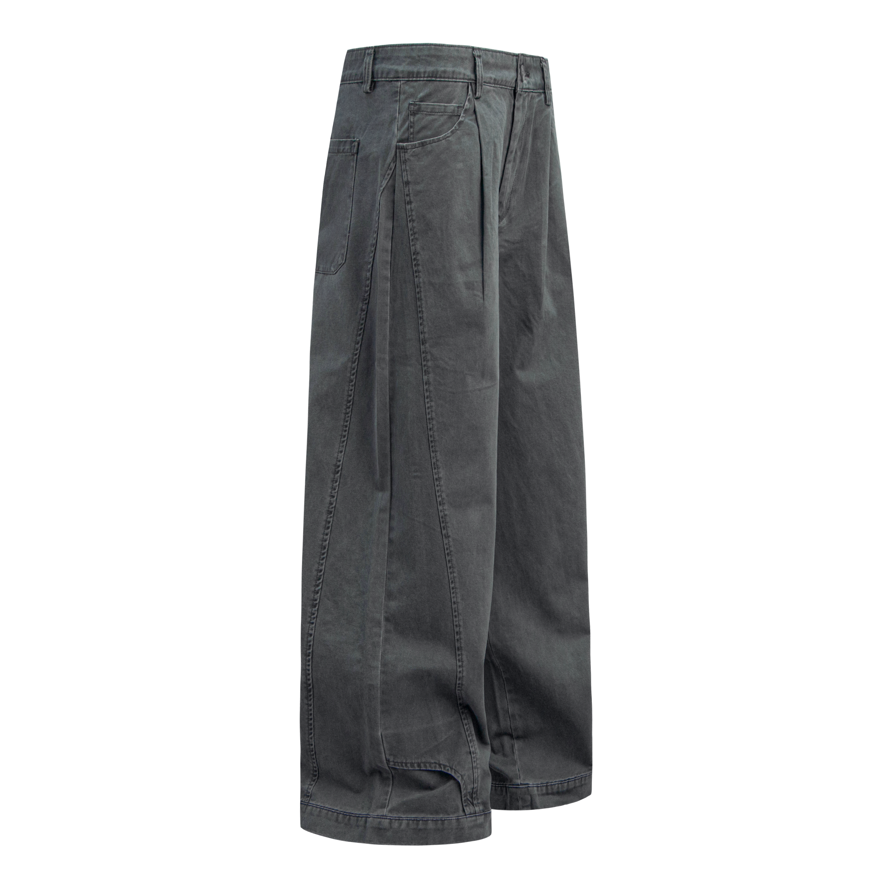 Omirad Wide-Leg Washed Cotton Pants | Pleated Streetwear Trousers