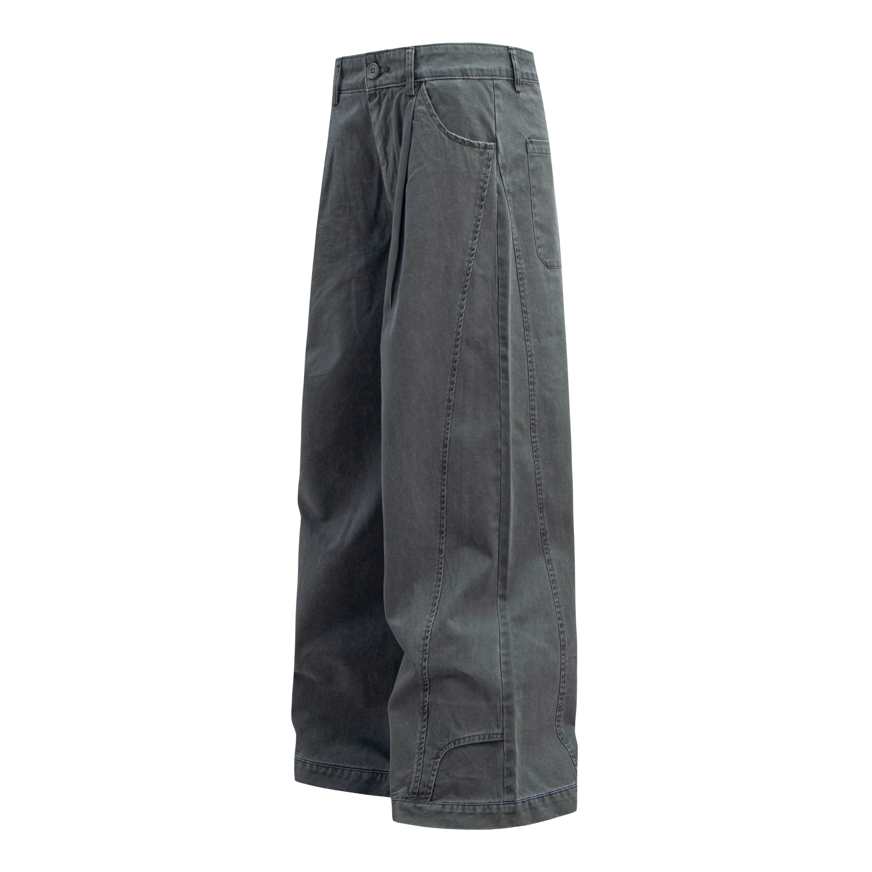 Omirad Wide-Leg Washed Cotton Pants | Pleated Streetwear Trousers