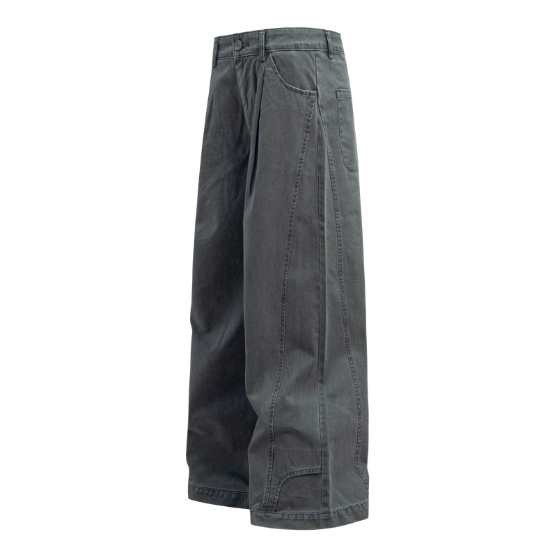 Omirad Wide-Leg Washed Cotton Pants | Pleated Streetwear Trousers