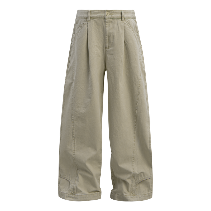 Omirad Wide-Leg Washed Cotton Pants | Pleated Streetwear Trousers