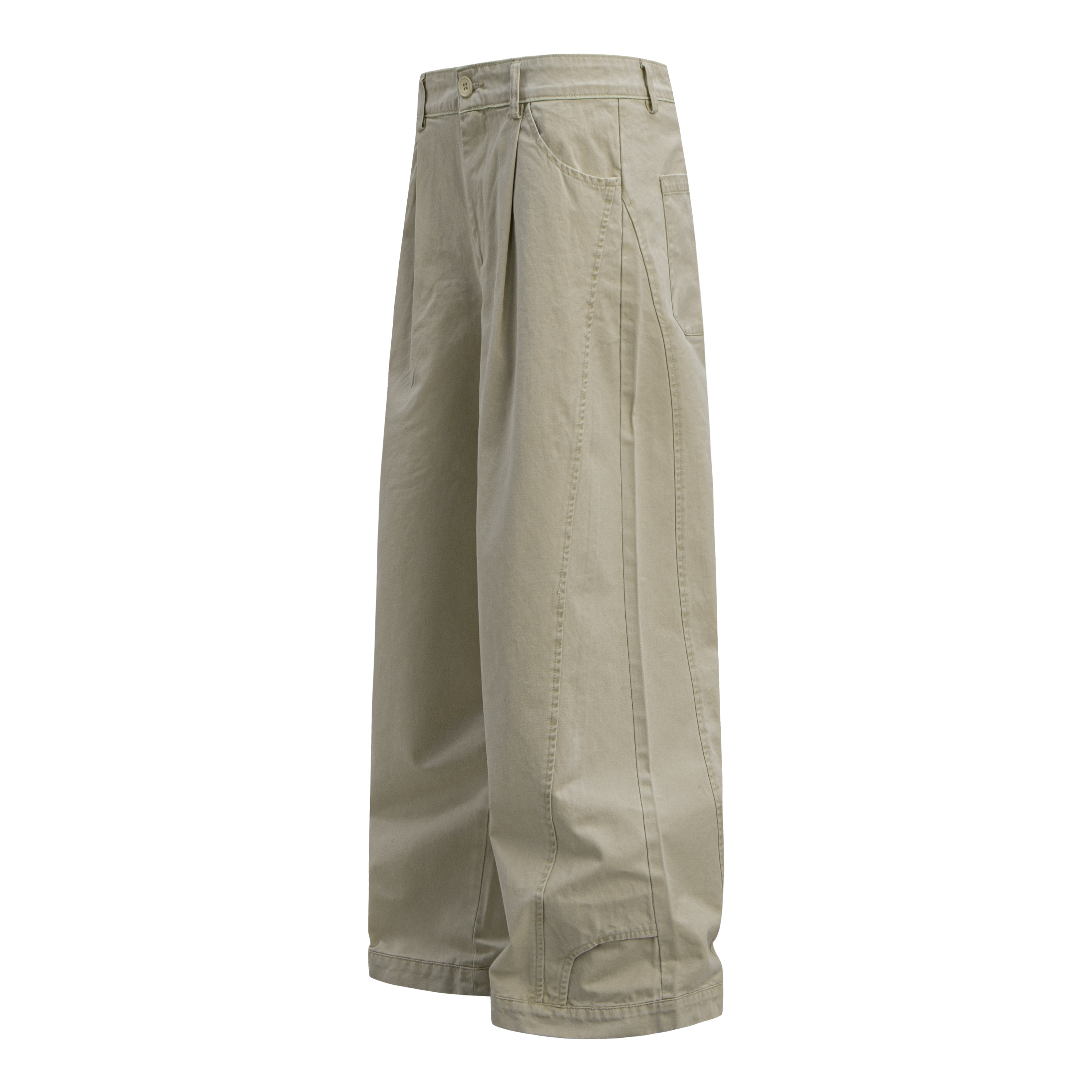 Omirad Wide-Leg Washed Cotton Pants | Pleated Streetwear Trousers