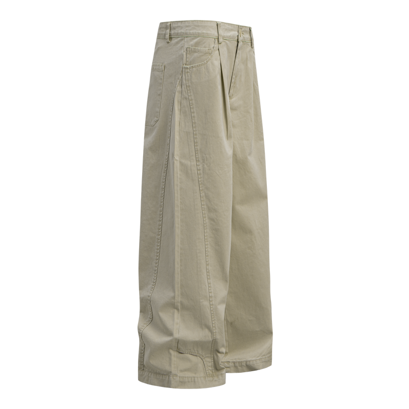 Omirad Wide-Leg Washed Cotton Pants | Pleated Streetwear Trousers