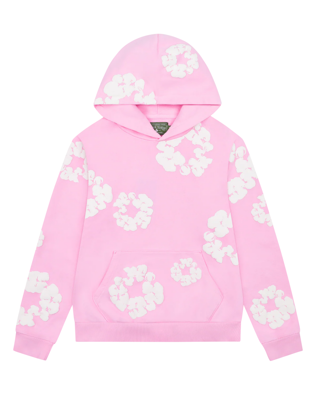 Pink “Cotton Wreath” Denim Tears Hoodie – White Floral Print Streetwear Pullover