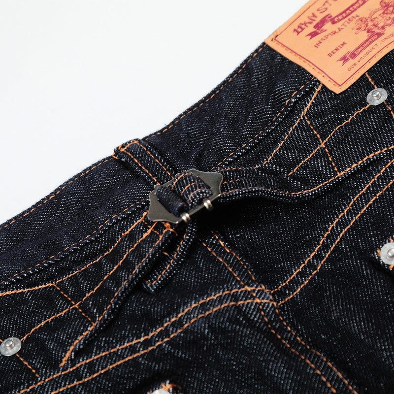 Wide-Leg Raw Denim Jeans – High Street Diagonal Seam Detail