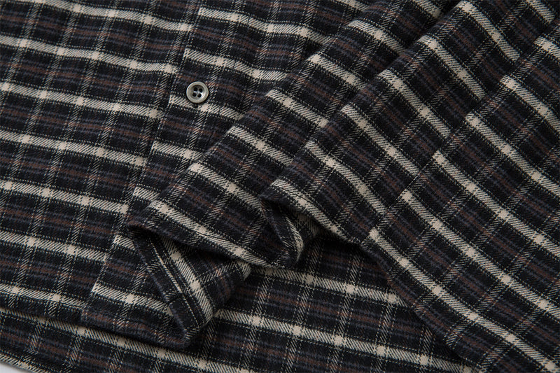 Chemise en flanelle à carreaux avec cravate amovible – Chemise noire oversize à carreaux boutonnée