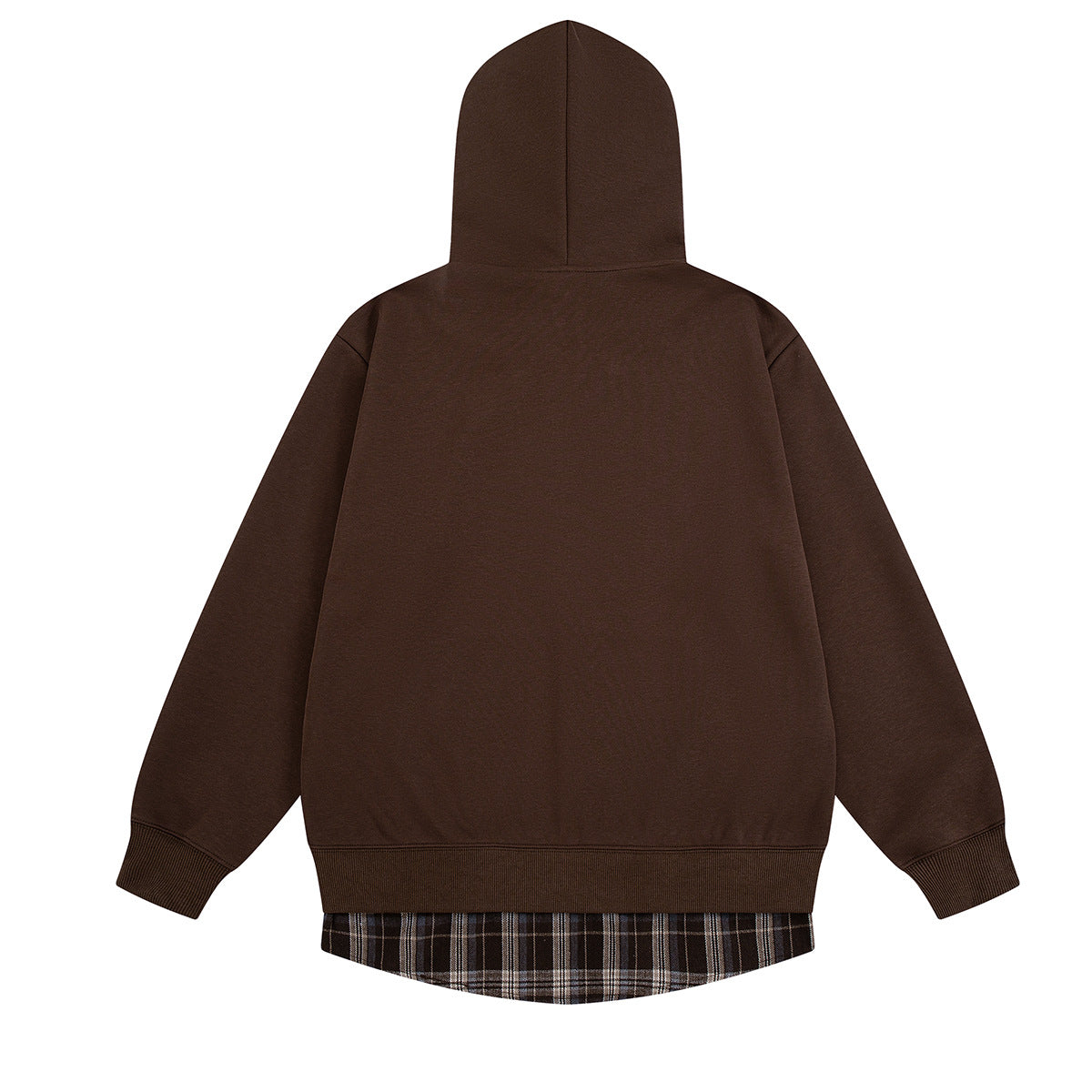 Sweat zippé à capuche avec croix brodée et détail à carreaux sur le bas