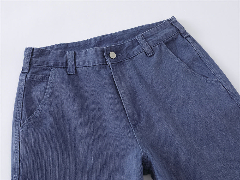 Wide-Leg Carpenter Jeans – Loose Fit Straight Denim Pants with Utility Pockets