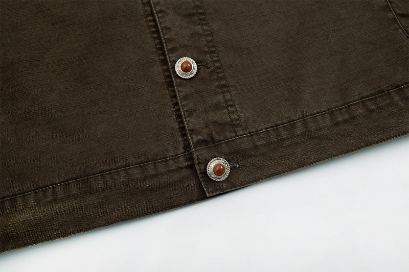 Men's Washed Denim Trucker Jacket – Vintage Workwear Style with Snap Buttons