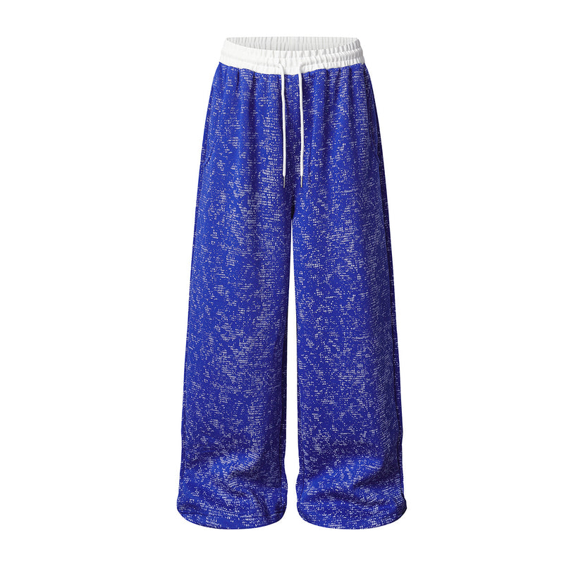 Pantalon de survêtement à jambes larges en maille jacquard délavée streetwear