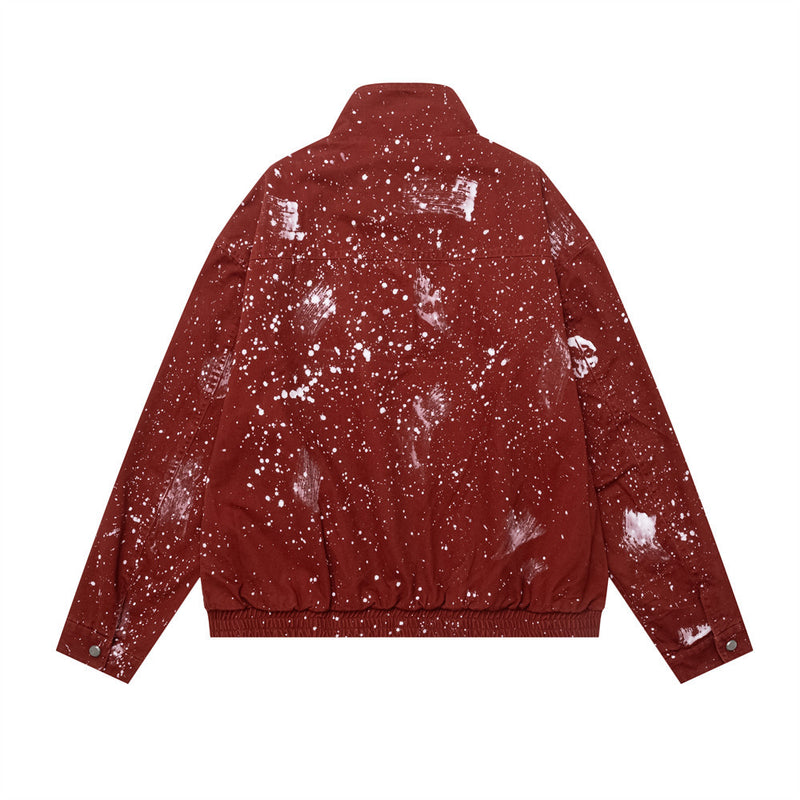 Paint Splatter Stand-Collar Jacket – Oversized Relaxed Fit