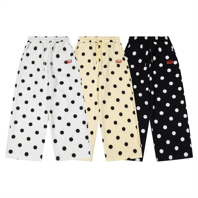 Polka Dot All-Over Print Pullover Hoodie & Wide-Leg Sweatpants Set